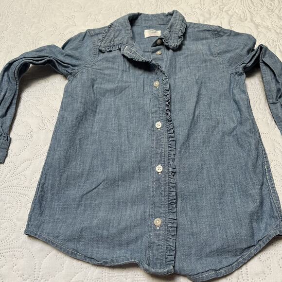 Crewcuts Chambray Ruffle Shirt Size 4/5 - Picture 4 of 6